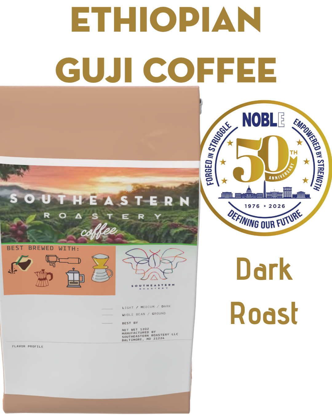 NOBLE Ethiopian Guji Coffee, Dark Roast